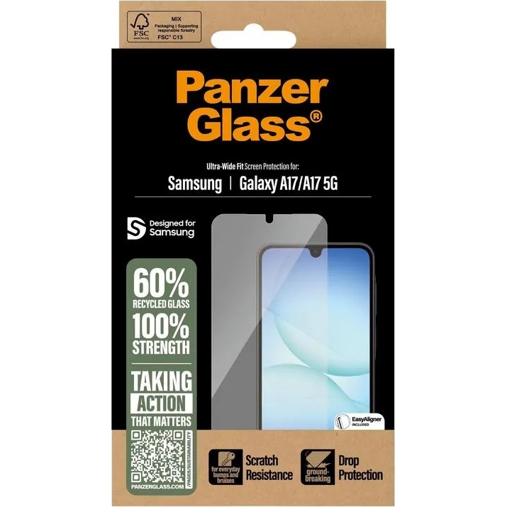 Szkło hartowane PanzerGlass Ultra-Wide Fit + EasyAligner do Samsung Galaxy A17 przezroczyste